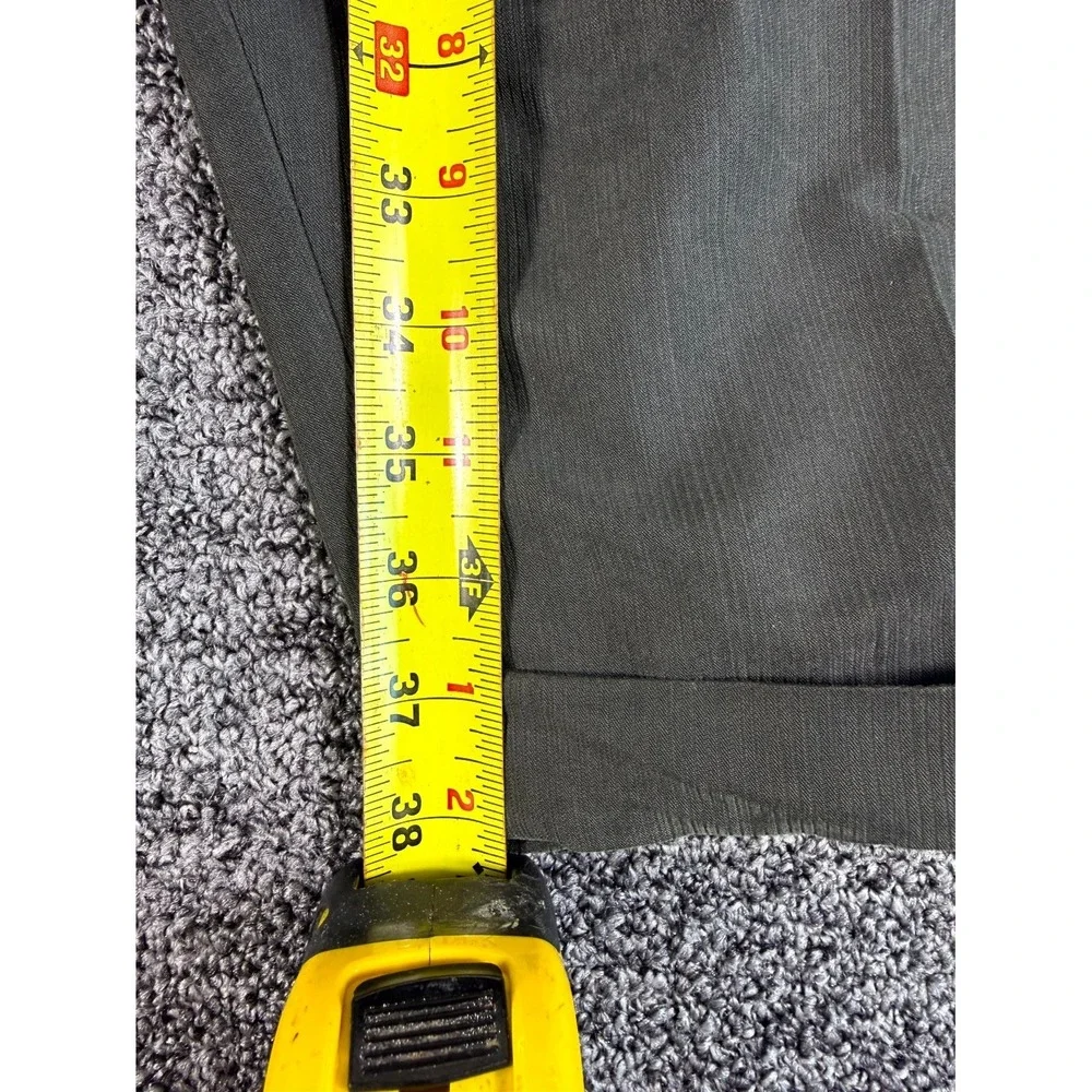 Perry Ellis Portfolio Crop Pants Men 40x29 Gray Pleated Front Classic Cuffed Hem